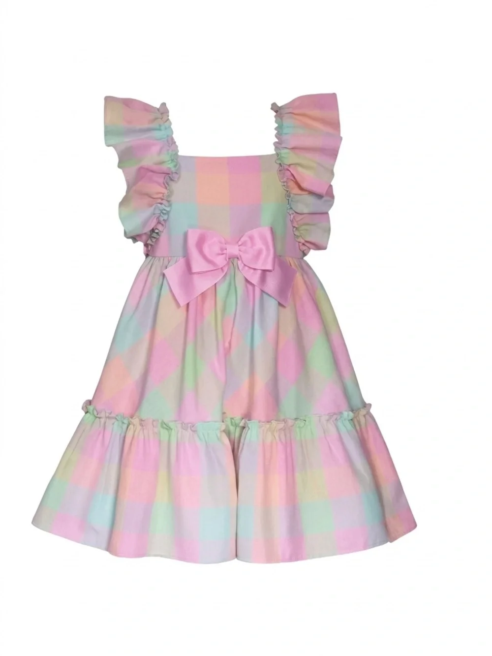NWT Bonnie Baby 3-Piece Pastel Plaid Dress Set with Headband - 18M - Picture 1 of 11